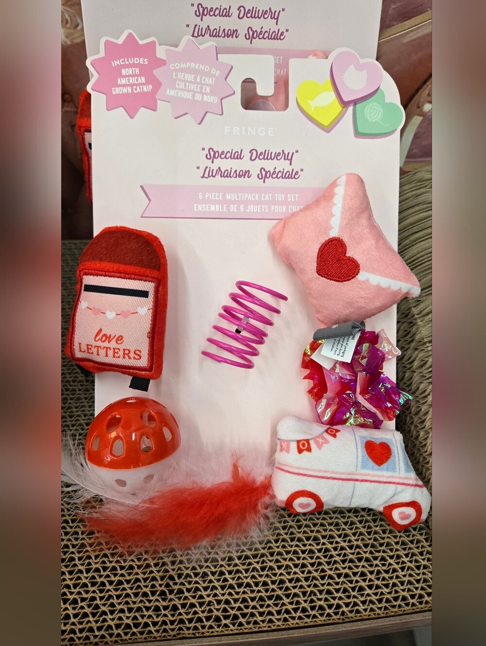 'Special Delivery' Valentine Plush Toy Set For Cats - 6 Pc